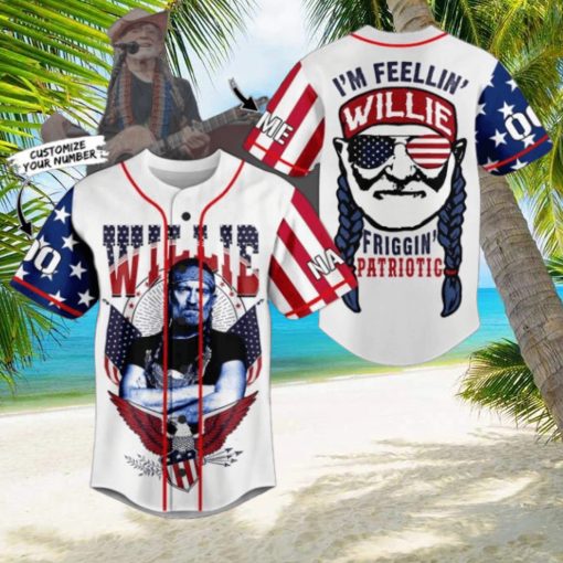 Willie Nelson I’m Feeling’ Friggin’ Patriotic Custom Baseball Jersey