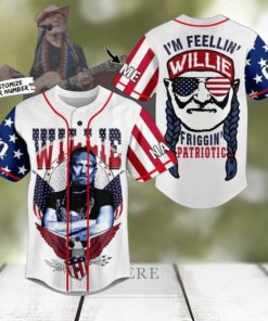 Willie Nelson I’m Feeling’ Friggin’ Patriotic Custom Baseball Jersey