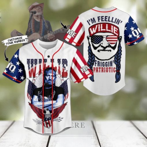 Willie Nelson I’m Feeling’ Friggin’ Patriotic Custom Baseball Jersey