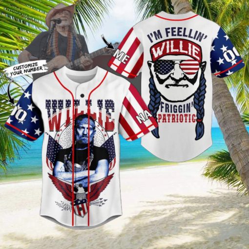 Willie Nelson I’m Feeling Willie Patriotic Personalized Baseball Jersey