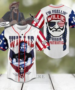 Willie Nelson I’m Feeling Willie Patriotic Personalized Baseball Jersey