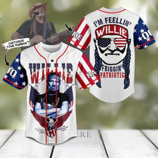 Willie Nelson I’m Feeling Willie Patriotic Personalized Baseball Jersey