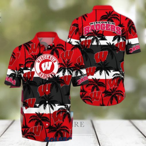 Wisconsin Badgers America Sunset Coconut Silhouette Hawaiian Shirt