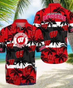 Wisconsin Badgers America Sunset Coconut Silhouette Hawaiian Shirt