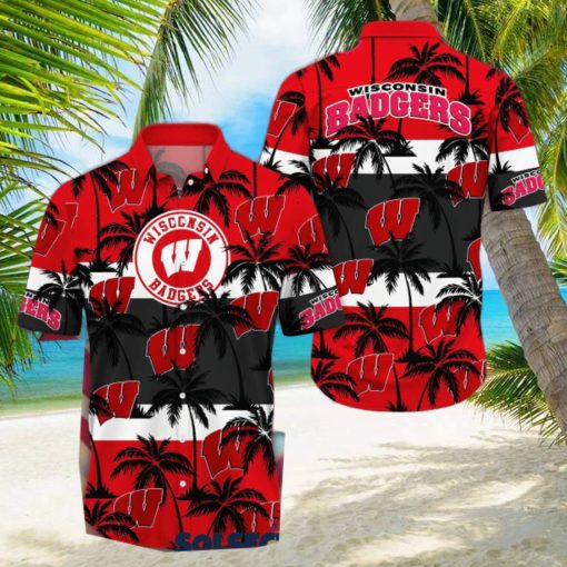 Wisconsin Badgers America Sunset Coconut Silhouette Hawaiian Shirt