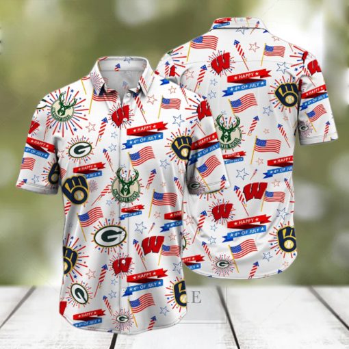 Wisconsin Sports Happy 4th Of July Hawaiian Shirt, Wisconsin Sports Hawaiian Shirt