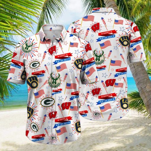 Wisconsin Sports Happy 4th Of July Hawaiian Shirt, Wisconsin Sports Hawaiian Shirt