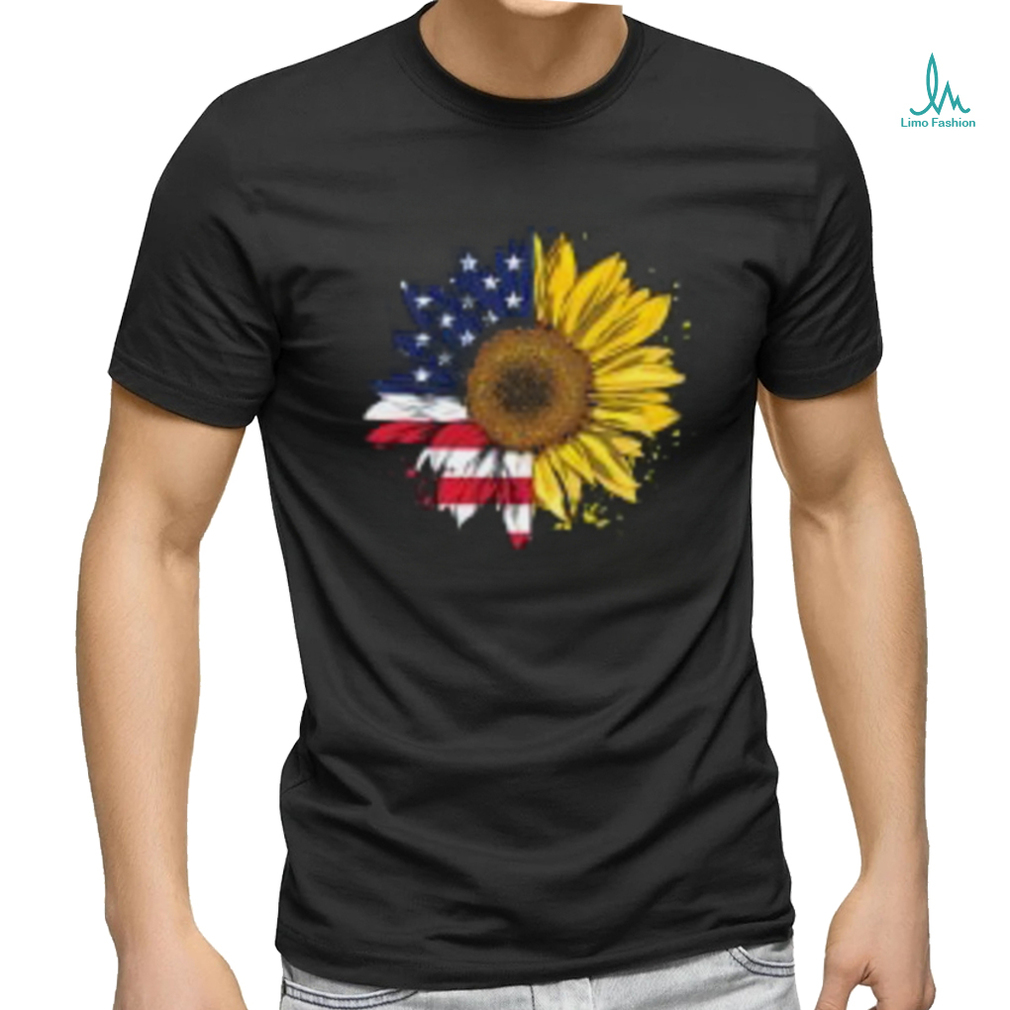 Women American Flag Sunflower Shirt 4th July Graphic Plus Size T Shirt Women American Flag Sunflower Shirt 4th July Graphic Plus Size T Shirt