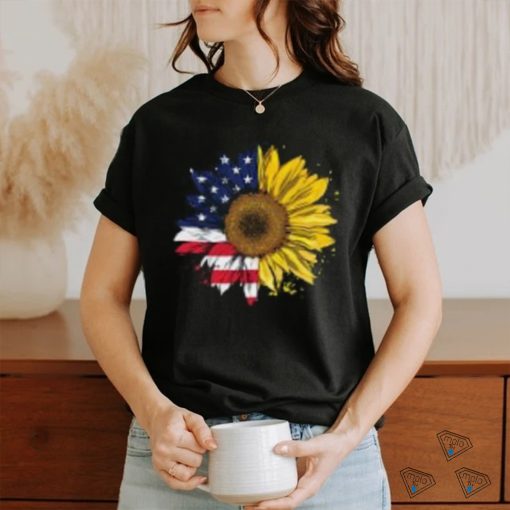 Women American Flag Sunflower Shirt 4th July Graphic Plus Size T Shirt