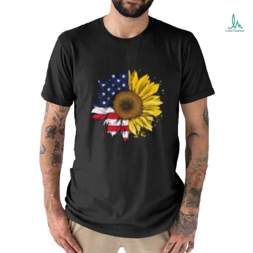 Women American Flag Sunflower Shirt 4th July Graphic Plus Size T Shirt