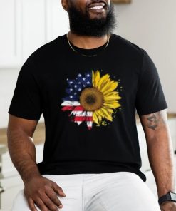 Women American Flag Sunflower Shirt 4th July Graphic Plus Size T Shirt