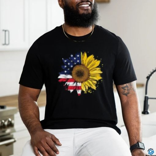 Women American Flag Sunflower Shirt 4th July Graphic Plus Size T Shirt