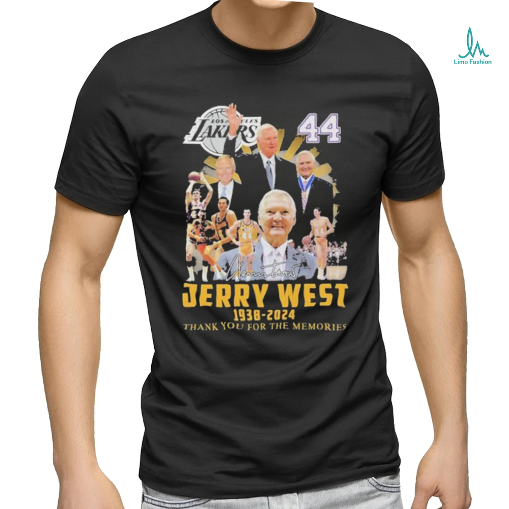 lakers 44 jerry west 1938 2024 thank you for the memories signatures shirt