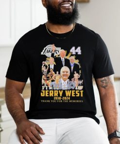 lakers 44 jerry west 1938 2024 thank you for the memories signatures shirt