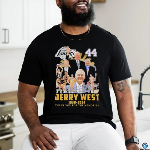 lakers 44 jerry west 1938 2024 thank you for the memories signatures shirt