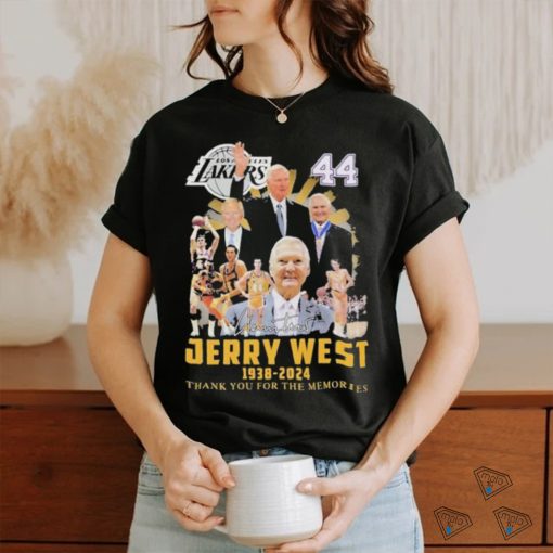 lakers 44 jerry west 1938 2024 thank you for the memories signatures shirt