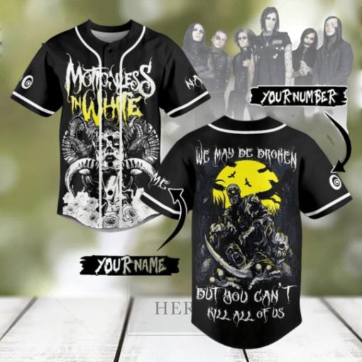 motionless in white we may be broken but you cant kill all of us custom baseball jersey