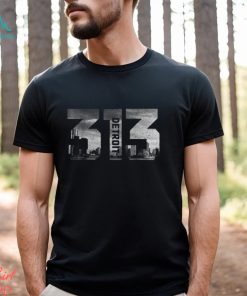 313 Detroit Michigan Area Code Pride Skyline Vintage T Shirt