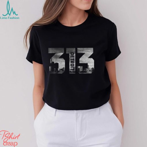 313 Detroit Michigan Area Code Pride Skyline Vintage T Shirt