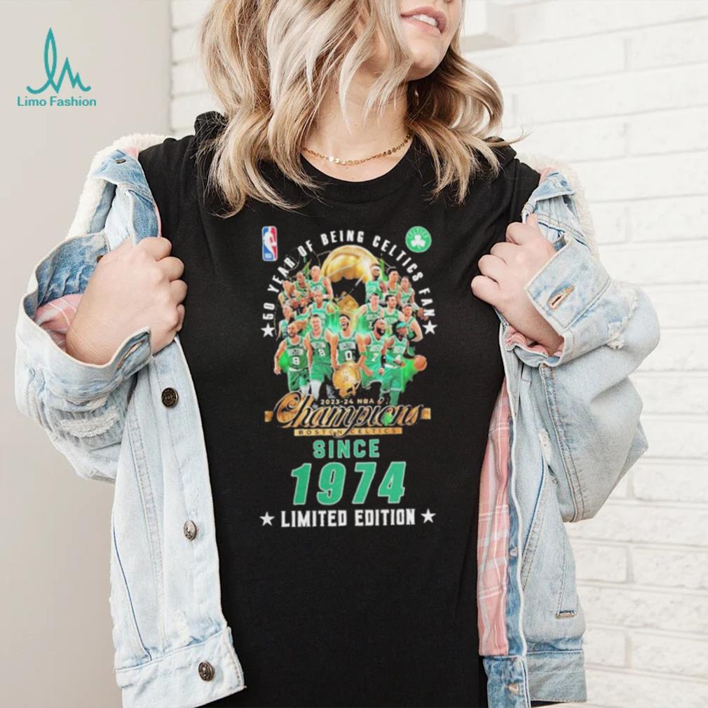 50 Years Of Being Boston Celtics Fan 2023 24 NBA Champions Since 1974 Limited Edition T Shirt 50 Years Of Being Boston Celtics Fan 2023 24 NBA Champions Since 1974 Limited Edition T Shirt