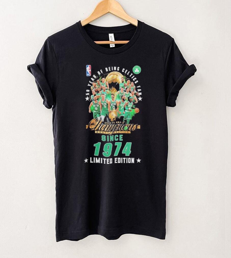 50 Years Of Being Boston Celtics Fan 2023 24 NBA Champions Since 1974 Limited Edition T Shirt 50 Years Of Being Boston Celtics Fan 2023 24 NBA Champions Since 1974 Limited Edition T Shirt