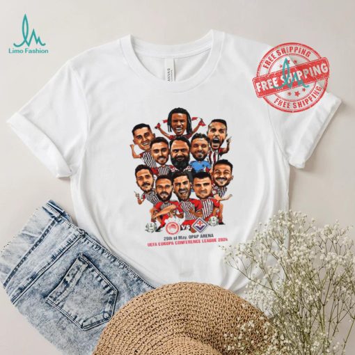 ACF Fiorentina vs Olympiacos F.C. UEFA Europa Conference League 2024 Champions caricature shirt