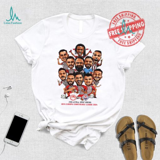 ACF Fiorentina vs Olympiacos F.C. UEFA Europa Conference League 2024 Champions caricature shirt