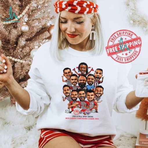 ACF Fiorentina vs Olympiacos F.C. UEFA Europa Conference League 2024 Champions caricature shirt