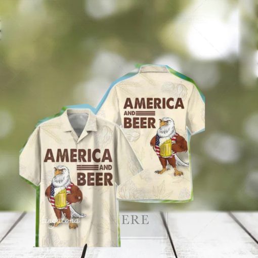 America Eagle Beer Ting Hawaiian Shirt Summer Short Sleeve Button Ting Hawaiian Shirt