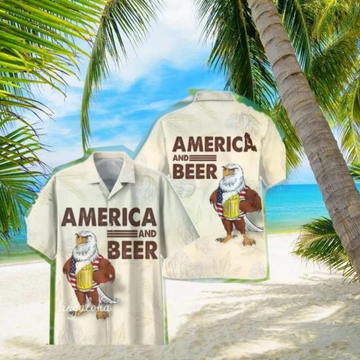 America Eagle Beer Ting Hawaiian Shirt Summer Short Sleeve Button Ting Hawaiian Shirt