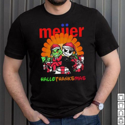 Baby Grinch and Jack Skellington Meijer logo Hallothanksmas 2024 shirt