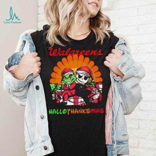 Baby Grinch and Jack Skellington Walgreens logo Hallothanksmas 2024 shirt