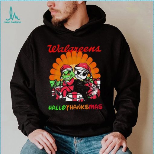 Baby Grinch and Jack Skellington Walgreens logo Hallothanksmas 2024 shirt