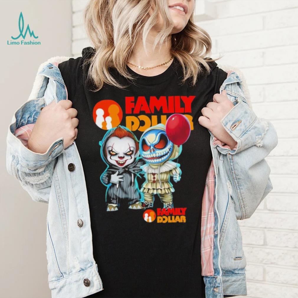 Baby Jack Skellington and Baby Pennywise Family Dollar logo 2024 shirt Baby Jack Skellington and Baby Pennywise Family Dollar logo 2024 shirt