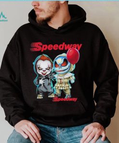 Baby Jack Skellington and Baby Pennywise Speedway logo 2024 shirt, hoodie, sweater, long sleeve and tank top Baby Jack Skellington and Baby Pennywise Speedway logo 2024 shirt