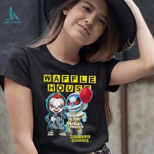 Baby Jack Skellington and Baby Pennywise Waffle House logo 2024 shirt