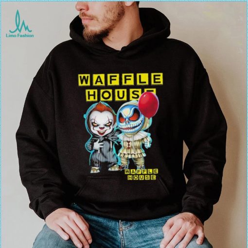 Baby Jack Skellington and Baby Pennywise Waffle House logo 2024 shirt