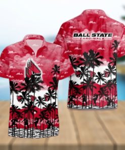 Ball State Cardinals Palms Tree Hawaiian Shirt