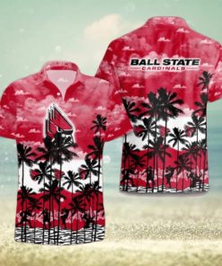 Ball State Cardinals Palms Tree Hawaiian Shirt