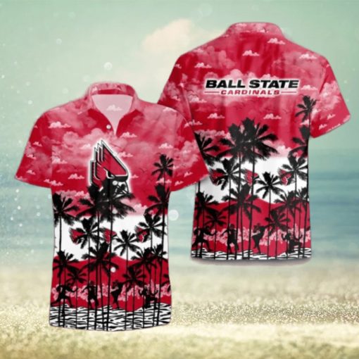 Ball State Cardinals Palms Tree Hawaiian Shirt