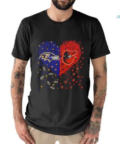 Baltimore Ravens and Baltimore Orioles logo heart love shirt