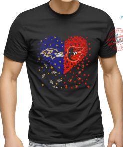 Baltimore Ravens and Baltimore Orioles logo heart love shirt