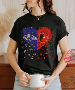 Baltimore Ravens and Baltimore Orioles logo heart love shirt