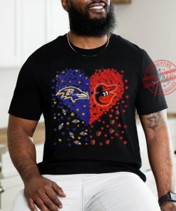 Baltimore Ravens and Baltimore Orioles logo heart love shirt