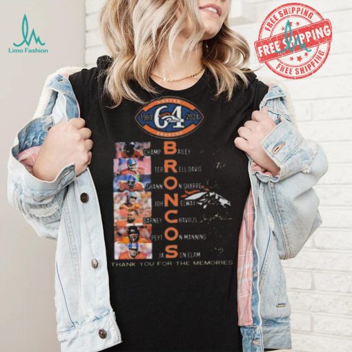 Best Denver broncos 1960 2024 signature thank you for the memories shirt