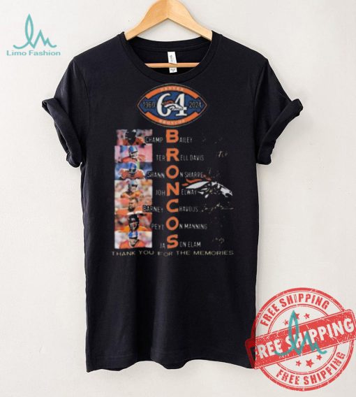 Best Denver broncos 1960 2024 signature thank you for the memories shirt