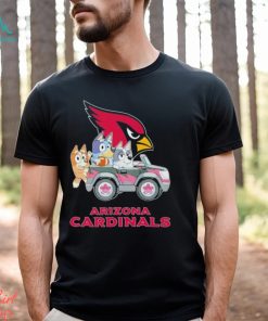 Bluey Bingo and Muffin in the car Arizona Cardinals NFL 2024 shirt