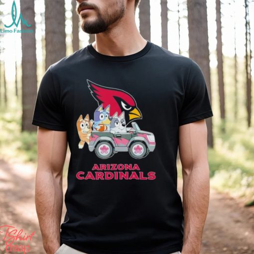 Bluey Bingo and Muffin in the car Arizona Cardinals NFL 2024 shirt