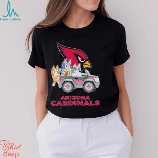 Bluey Bingo and Muffin in the car Arizona Cardinals NFL 2024 shirt