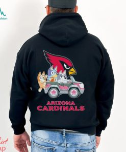 Bluey Bingo and Muffin in the car Arizona Cardinals NFL 2024 shirt